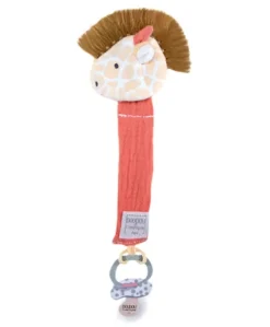 Attache sucette girafe - 18 cm - Corail