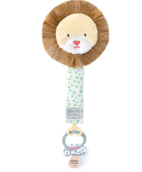 Attache sucette Lion - Couleurs Savane - 18 cm - Vert