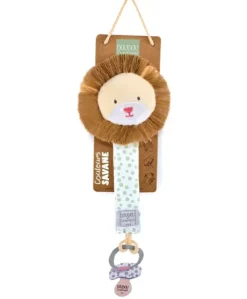 Attache sucette Lion - Couleurs Savane - 18 cm - Vert