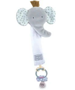 Attache sucette éléphant - 18 cm - gris clair