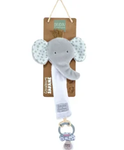 Attache sucette éléphant - 18 cm - gris clair