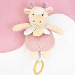 Boite a musique bebe - Girafe rose - 20 cm