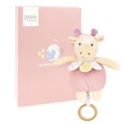 Boite a musique bebe - Girafe rose - 20 cm