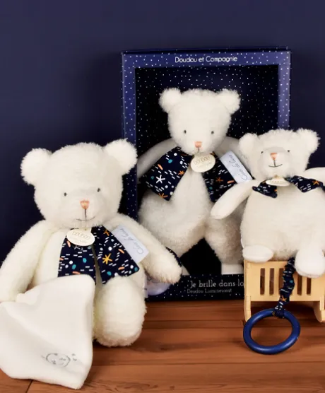 Boite a musique luminescente ours - 17 cm - Clair de Lune