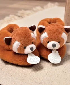 Chaussons bebe en peluche panda roux - Unicef - 0-6 mois