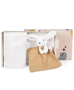 Coffret cadeau naissance plaid et Doudou Lapin Happy Wild - 70 x 100 cm