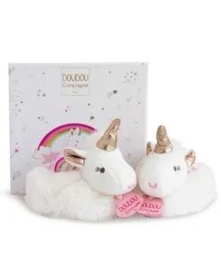 Coffret cadeau naissance chaussons bébé Licorne avec hochet - 0/6 mois
