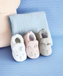 Coffret chaussons Bébé gris - 0/6  mois