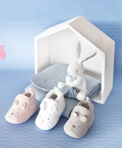 Coffret chaussons Bébé gris - 0/6  mois