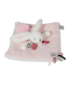 Coffret Doudou carré Lapin rose - Happy Blush - 25 cm