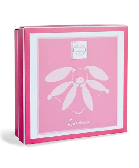 Coffret Doudou lapin pétales Collector rose - 28 cm
