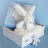 Coffret Doudou plat Lapin bleu - Happy Glossy - 25 cm