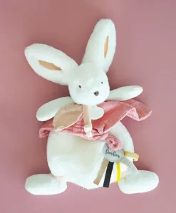 Coffret Doudou plat Lapin Vieux rose - Happy Boho - 25 cm