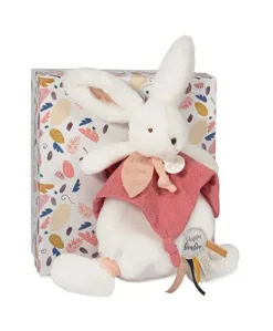 Coffret Doudou plat Lapin Vieux rose - Happy Boho - 25 cm