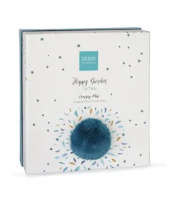 Coffret Doudou plat Lapin bleu - Happy Pop - 25 cm
