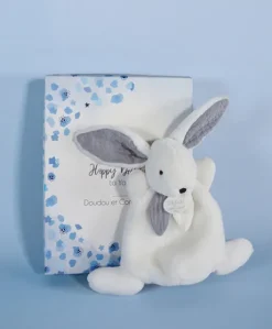 Coffret Mini Doudou Lapin Bleu - Happy Glossy - 17 cm