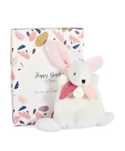 Coffret Mini Doudou Lapin Vieux rose - Happy Boho - 17 cm
