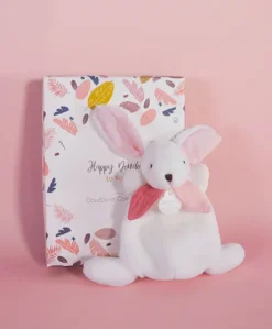 Coffret Mini Doudou Lapin Vieux rose - Happy Boho - 17 cm