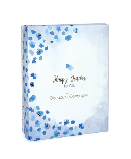 Coffret Mini Doudou Lapin Bleu - Happy Glossy - 17 cm