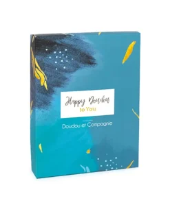 Coffret Mini Doudou Lapin bleu - Happy Pop - 17 cm