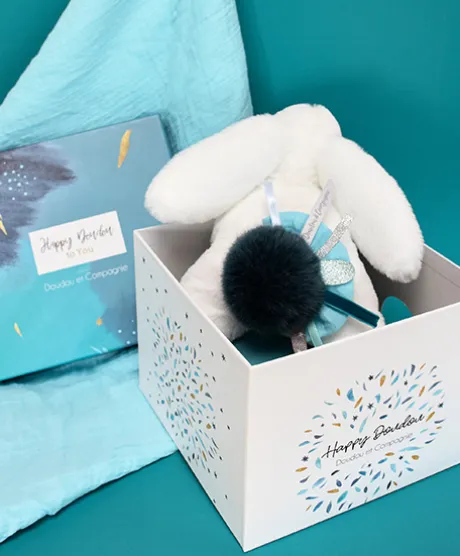 Coffret Pantin Lapin bleu - Happy Pop - 25 cm