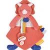Coffret peluche dinosaure orange - Attache tetine Lou - 23  cm