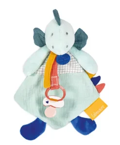 Coffret peluche dinosaure vert - Attache-tetine Filou - 23  cm