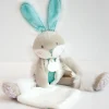 Coffret peluche lapin de sucre- lapin mouchoir vert - 31 cm