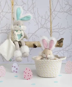 Coffret peluche lapin de sucre- lapin mouchoir vert - 31 cm