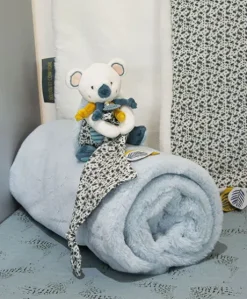 Couverture bébé plaid Douceur Yoca le koala - Bleu - 70 x 100 cm