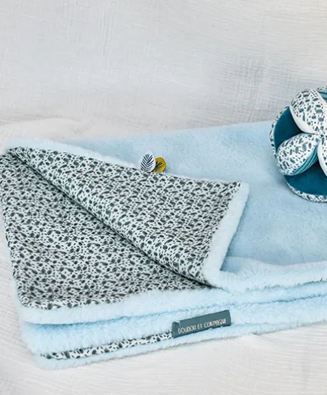 Couverture bébé plaid Douceur Yoca le koala - Bleu - 70 x 100 cm