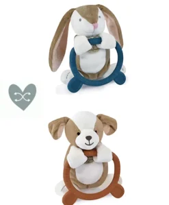 Doudou anneau de dentition - Hochet - HOULAHOP - terracota-bleu marine