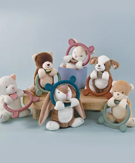 Doudou anneau de dentition - Hochet - HOULAHOP - Rose clair
