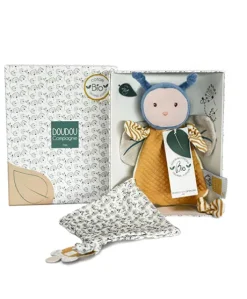 Doudou attache sucette abeille Pollen en coton BIO - 17  cm