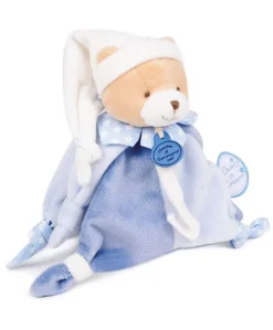 Doudou attache sucette ours Petit chou - Bleu - 17 cm