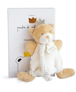 Doudou attache sucette ours Petit Roi marron - 15 cm