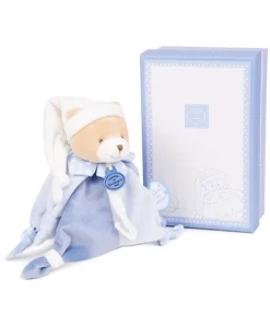 Doudou attache sucette ours Petit chou - Bleu - 17 cm
