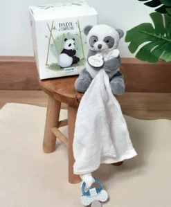 Doudou attache sucette peluche Panda - 12 cm - Unicef