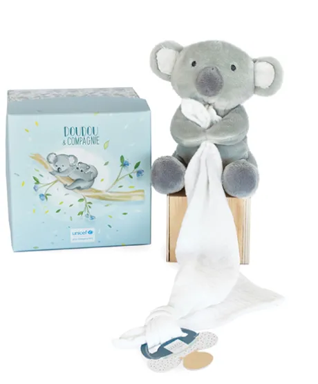 Doudou attache sucette peluche Koala - 12 cm - Unicef