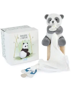Doudou attache sucette peluche Panda - 12 cm - Unicef