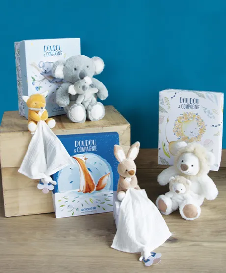 Doudou attache sucette peluche Renard - 12 cm - Unicef
