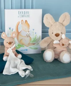 Doudou attache-sucette peluche kangourou - 12 cm - Unicef