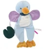 Doudou canard bleu avec feuille - "Mon petit coin-coin"