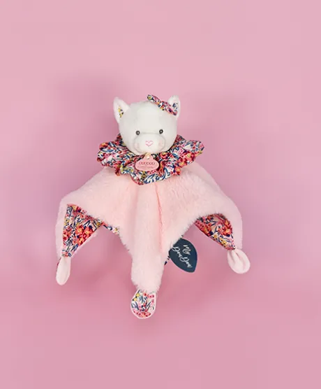Doudou Chat rose - Cocon - Balle d'éveil - 3 EN 1