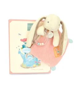 Doudou hochet bebe lapin rose - LAPIN CIBOULETTE - 21 cm