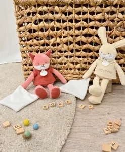 Doudou Lapin beige avec mouchoir - Sweety - 25 cm