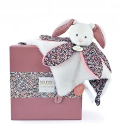 Doudou LAPIN blanc avec pétales - BOH'AIME -