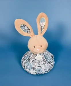 Doudou Lapin bleu - Cocon - Balle d'éveil - 3 EN 1