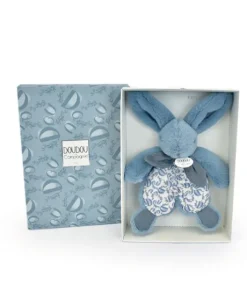 DOUDOU® lapin bleu- Doudou plat - 18  cm
