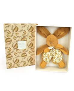 DOUDOU® lapin jaune moutarde - Doudou plat -18 cm